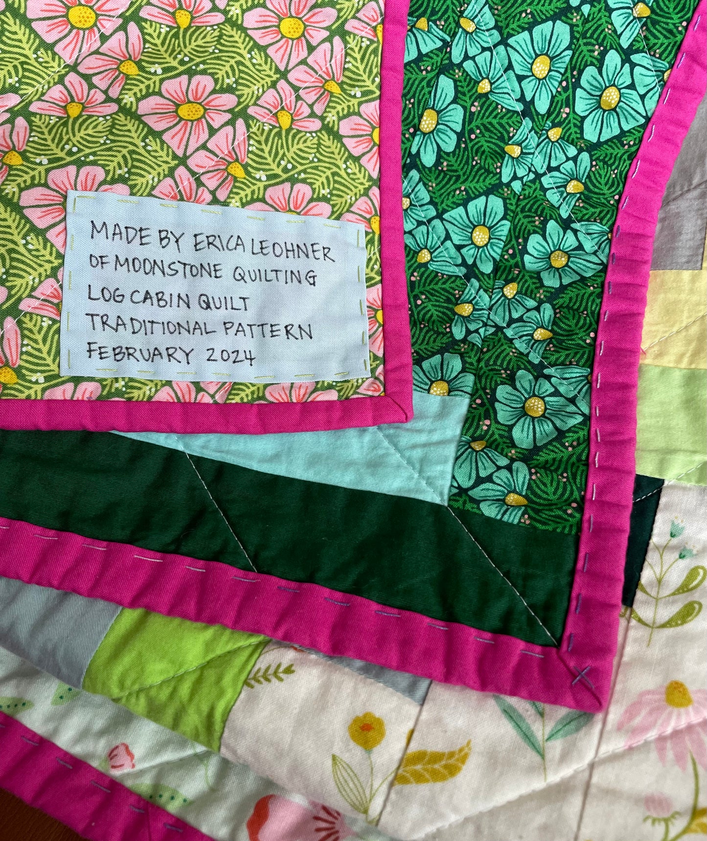 Log Cabin Quilt in Flower Garden