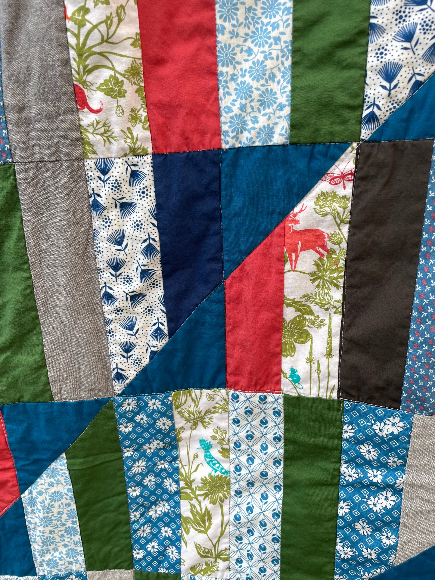 Happy Stripes Quilt in Forest Friends