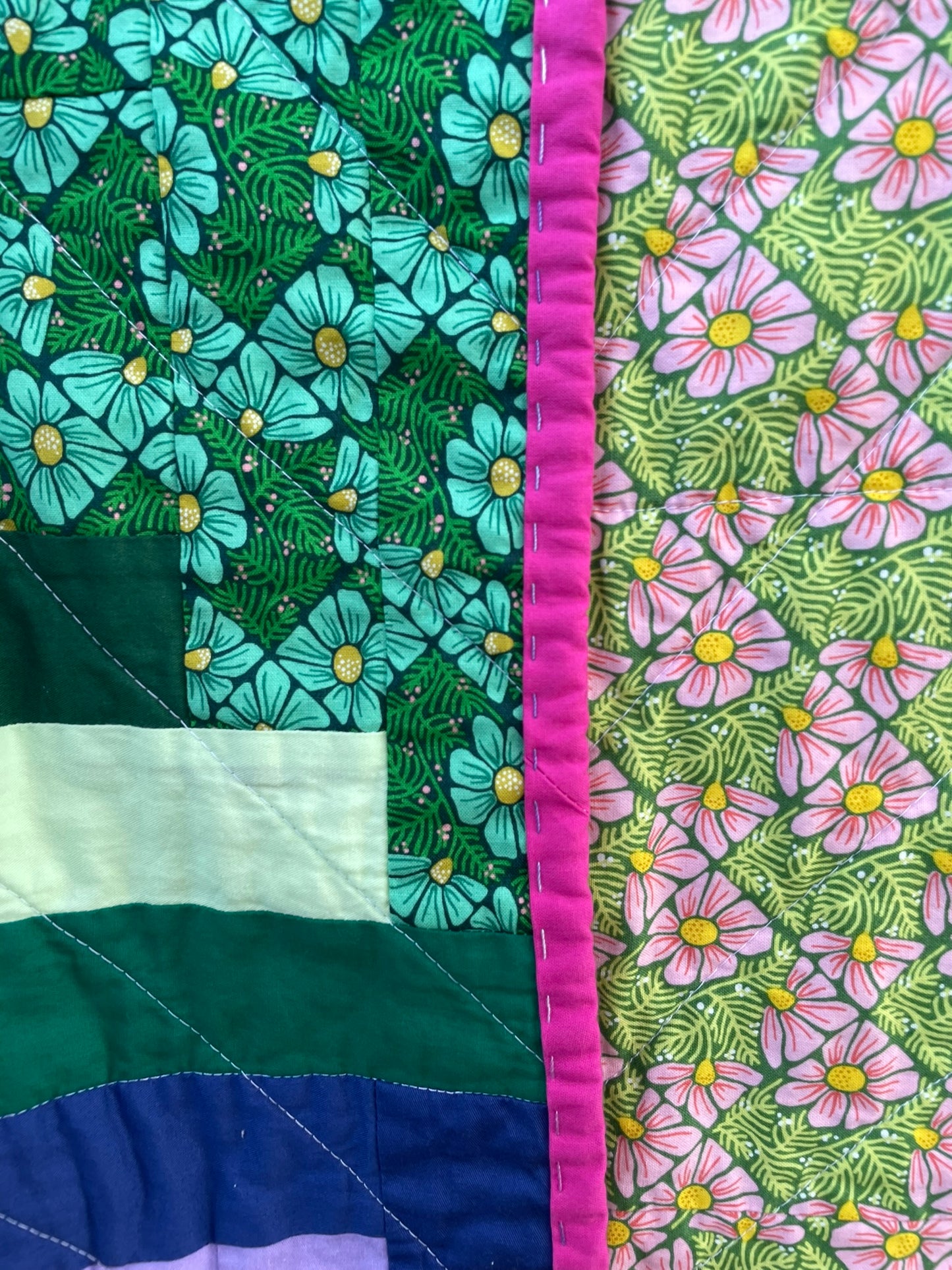 Log Cabin Quilt in Flower Garden