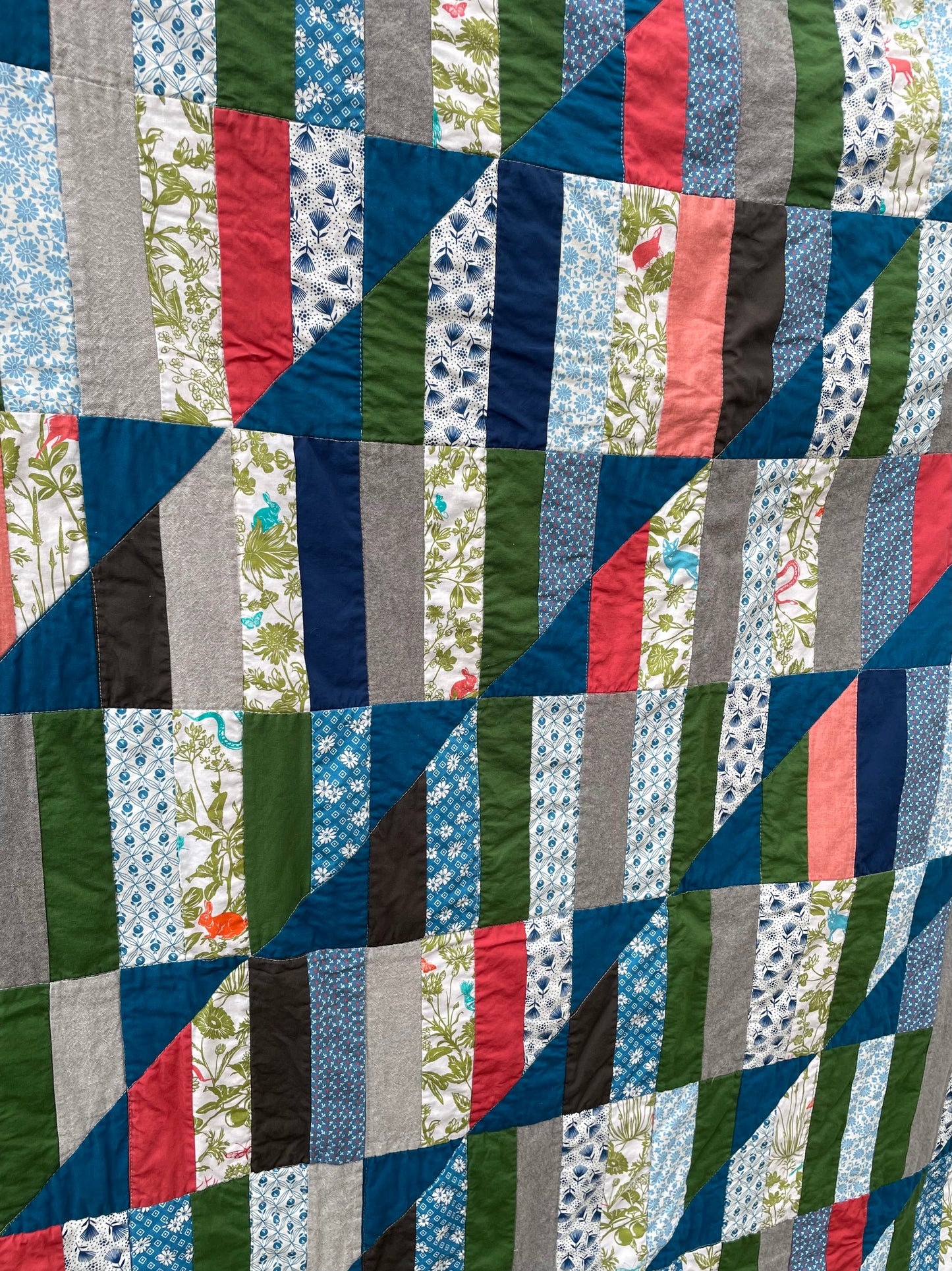 Happy Stripes Quilt in Forest Friends